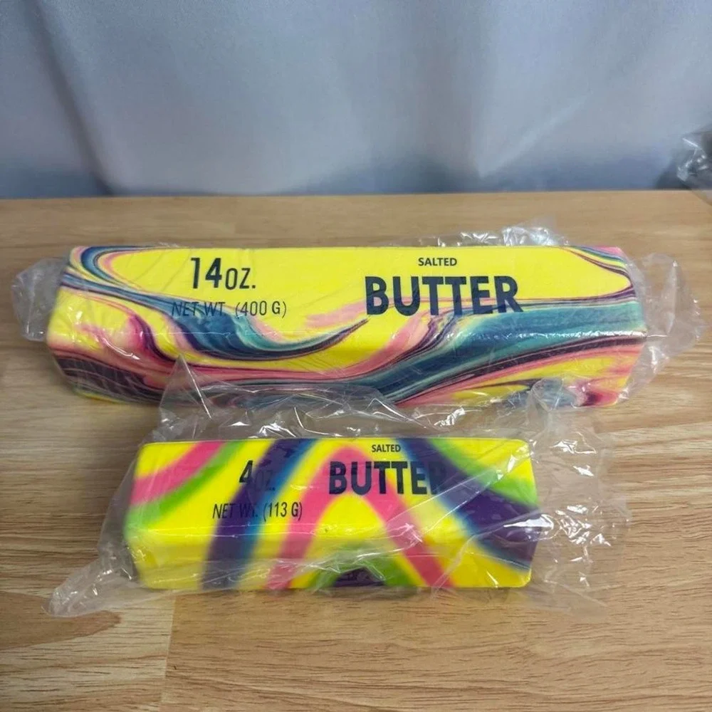 Rainbow Tie-Dye Butter Squishy Set 14 oz + 4 oz Slow Rising NEW